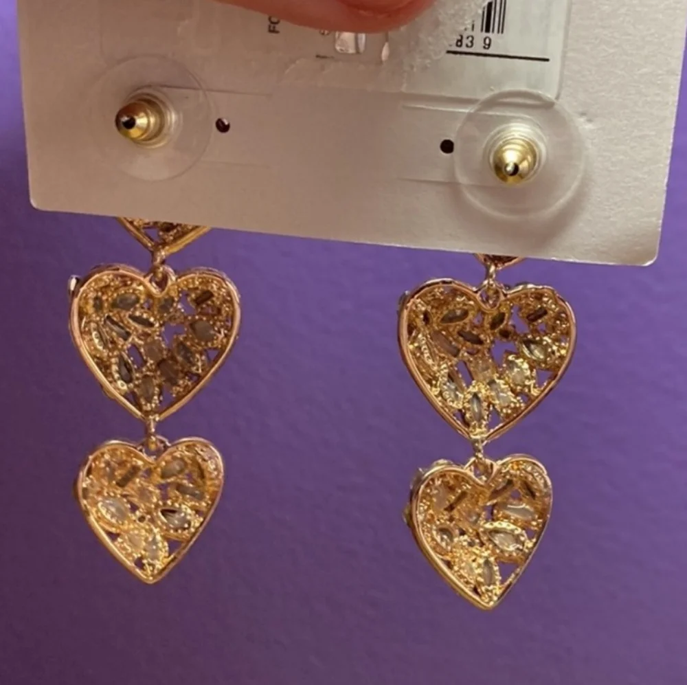 Baublebar Rhinestone Sparkle Heart Stack Earrings New in package - Picture 7 of 9